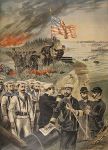 Der Spanisch-Amerikanische Krieg: Landung in Guantanamo, Illustration aus Le Petit Journal: Supplement illustre, 1898 von French School