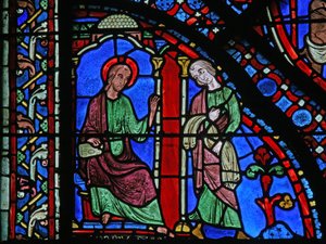 Das St. Jakobus Fenster: Jakobus sendet seinen Mantel, um Filetus zu heilen von French School