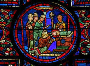 Das St. Martin Fenster: Der Heilige wird zum Bischof von Tours geweiht