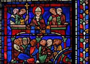 Das St. Martin Fenster: Der Heilige predigt