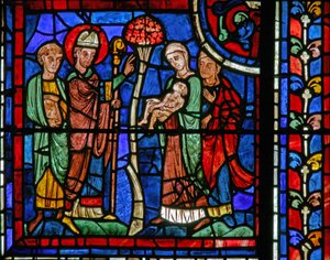 Das St. Martin Fenster: Der Heilige belebt ein Kind wieder