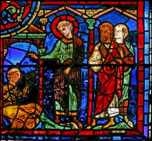Das St. Martin Fenster: Der Heilige belebt eine Person wieder