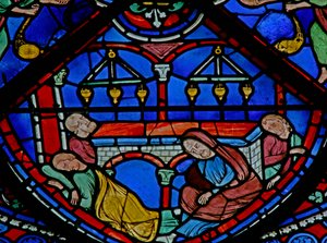 Das St. Thomas Fenster: Die Kranken an seinem Grab von French School