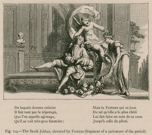 Der Börsenmakler, von Fortuna erhöht (Fragment einer Karikatur der Zeit) von French School