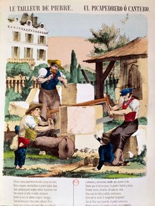 Die Steinmetze, Illustration aus einem Kinderbuch, ca. 1890