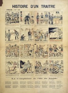 Die Geschichte eines Verräters, anti-Dreyfusard-Karikatur und Liedblatt von French School