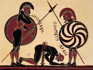 Der Selbstmord des Ajax, Illustration von einer antiken griechischen Vase