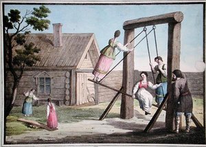 Die Schaukel in Russland, frühes 19. Jahrhundert von French School