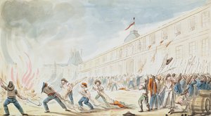 Die Einnahme der Tuilerien, 10. August 1792 (Farbgravur) von French School