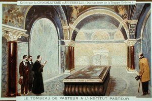 Das Grab von Louis Pasteur im Institut Pasteur, Paris, Werbekarte für die Chocolaterie d