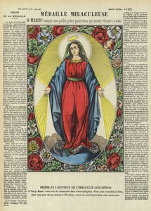 Die Jungfrau Maria und die Wundertätige Medaille (Farblithografie) von French School