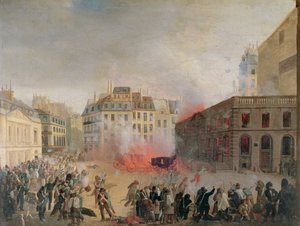 Der Wasserturm brennt, Place du Palais Royal, 24. Februar 1848 von French School