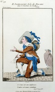 Der Schauspieler Dazincourt im Théâtre Français in der Rolle des Figaro in Der Barbier von Sevilla von Pierre Augustin Caron de Beaumarchais (1732-1799) von French School