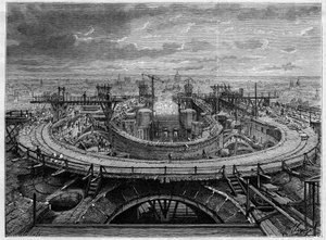 Die Baustelle der Kirche Sacré-Cœur von Montmartre im Jahr 1886, in „Die Illustrierte Welt“.