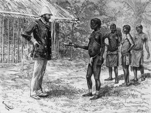 Die Tochter von Libossi präsentiert M. de Brazza ein Gericht mit Raupen - in „Tour du Monde“, 2. Woche 1888