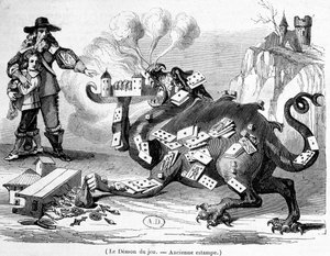 Der Dämon des Spiels - Französische allegorische Gravur von French School