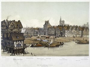 Das Viertel des Hôtel de Ville de Paris im Jahr 1583 - in „Paris durch die Jahrhunderte: der Tempel und die Rue Royale“, spätes 19. Jahrhundert von French School
