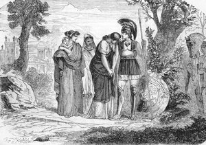 Der Abschied von Hector und Andromache (Gravur) 1864 von French School