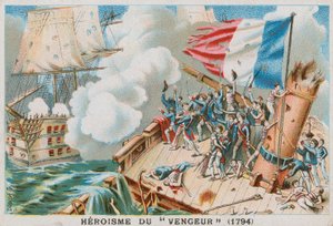 Der Heldentum des französischen Kriegsschiffs Vengeur du Peuple, 1794 von French School