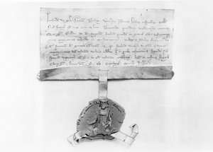 Das letzte Kodizill von Ludwig IX., geschrieben im August 1270 (Pergament) von French School