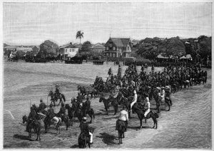 Die letzte Überprüfung von Präsident Étienne Félicité Salomon (1820-1888) in Port-au-Prince, Haiti