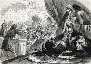 Das Massaker an der Armee der Janitscharen 1826 durch Sultan Mahmoud II, Konstantinopel (1864) von French School