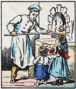 Der Konditor. Gravur in „La chanson des metier“. Epinal, Ende des 19. Jahrhunderts. Private Sammlung