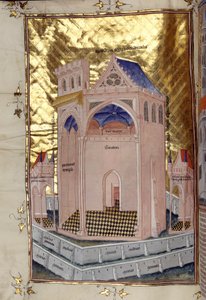 Das Portikus des Allerheiligsten im Tempel von Salomo in Jerusalem Miniatur aus „Kommentare der Bibel“ von Nicholas von Lyra (13. Jahrhundert) von French School