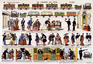 Die Eisenbahn, Bild von Epinal aus dem 19. Jahrhundert von French School