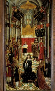 Die Krönung von Ludwig XII. (1462-1515) in der Kathedrale von Reims am 27. Mai 1498. Gemälde auf Holz der französischen Schule des 16. Jahrhunderts. 1501. Paris, Nationalmuseum des Mittelalters, Thermes de Cluny von French School