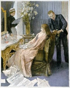 Die Sitzung des Friseurs zu Hause - Zeichnung