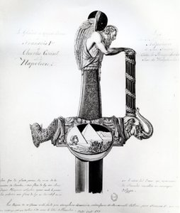 Das Schwert von Franz I. von Frankreich, Karl V., Heiliges Römisches Reich, und Napoleon Bonaparte mit Motiv, das Napoleons Feldzug in Ägypten darstellt