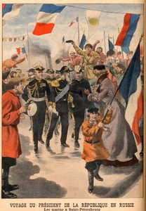 Der Besuch von Präsident Loubet von Frankreich in Russland - Reise des Präsidenten der Republik Émile Loubet nach Russland. Die Matrosen in St. Petersburg. Le Petit Journal, 8. Juni von French School