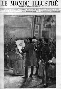 Der Besuch von Präsident Sadi Carnot (1837-1894) im Val de Grace - in „Die illustrierte Welt“ - im Jahr 1888. von French School