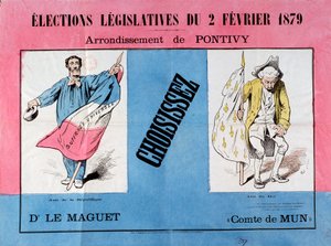 Dritte Republik: Plakat für die Parlamentswahlen vom 2. Februar 1879 in der Gemeinde Pontivy (Morbihan)