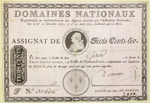 Dreihundert-Livre-Banknote, 1790 von French School