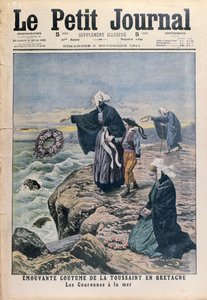 Kranzwerfen ins Meer am Allerheiligentag in der Bretagne, Titelillustration aus Le Petit Journal, 5. November 1911