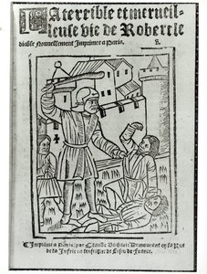 Titelseite von La Terrible et Merveilleuse Vie de Robert le Diable, veröffentlicht von Claude Blihart, 1563 von French School
