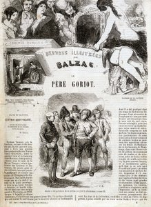 Titelseite der Originalausgabe von Balzacs Roman „Der Vater Goriot“ in „Illustrierte Werke von Balzac“: „Goriot war während der Revolution Präsident der Sektion“ von French School