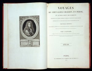 Titelseite und Frontispiz-Porträt aus Voyages du Chevalier Chardin en Perse, 1811
