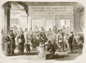 Rückgabe der verpfändeten Werkzeuge an die Arbeiter in Paris, Illustration aus Cassells Geschichte des Krieges zwischen Frankreich und Deutschland, 1870-1871