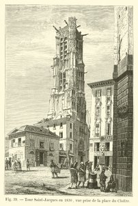 Turm Saint-Jacques, 1830, Ansicht vom Platz des Klosters von French School