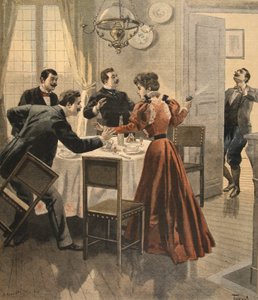 Tragisches Ende eines Mittagessens, Illustration aus Le Petit Journal: Supplement illustre, 18. Dezember 1898