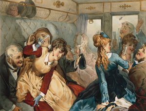 Zug des Vergnügens, Illustration für Madame Telliers Haus, von Guy de Maupassant