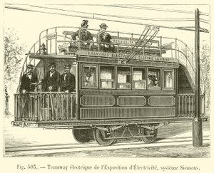 Elektrische Straßenbahn der Elektrizitätsausstellung, System Siemens von French School