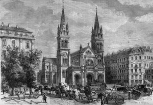 Transformationen von Paris unter dem Zweiten Kaiserreich, Haussmanns Paris: Außenansicht der Kirche Saint Ambroise (Saint-Ambroise) erbaut von Théodore Ballu (1817-1885)