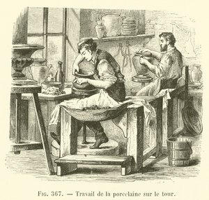 Bearbeitung von Porzellan auf der Drehbank von French School