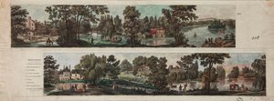 Zwei Ansichten des Mortefontaine-Parks mit Beschriftungen (Radierung mit Aquarell auf Papier) von French School