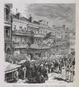 Eine Straße in New Orleans am Wahltag 1875 - in „Le Tour du Monde“, 2. Halbjahr 1876