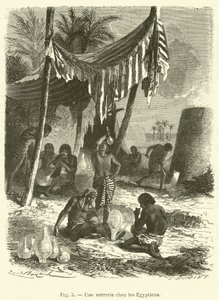 Glasbläserei bei den Ägyptern (Stich) von French School